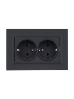 BRITE Розетка двойная с заземлением с защитными шторками 16А в сборе РСш12-3-БрГ графит IEK BR-R24-16-K53-F