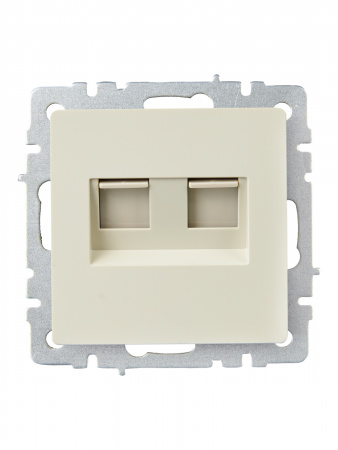 BRITE Розетка двойная RJ11+RJ45 кат.5E РК/Т12-БрКр бежевый IEK BR-KT20-O-1-K10
