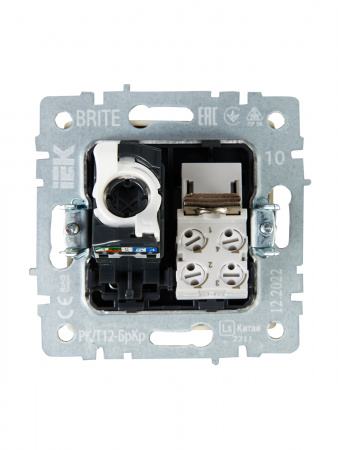 BRITE Розетка двойная RJ11+RJ45 кат.5E РК/Т12-БрКр бежевый IEK BR-KT20-O-1-K10