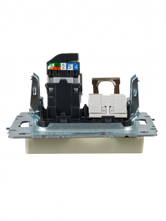 BRITE Розетка двойная RJ11+RJ45 кат.5E РК/Т12-БрКр бежевый IEK BR-KT20-O-1-K10