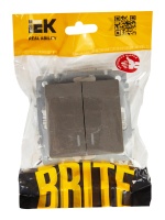 BRITE Выключатель двухклавишный с индикацией 10А ВС10-2-1-БрС сталь IEK BR-V20-1-10-K46