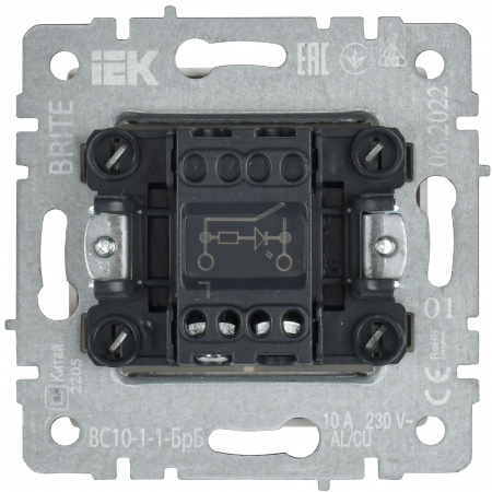 BRITE Выключатель одноклавишный с индикацией 10А ВС10-1-1-БрБ белый IEK BR-V10-1-10-K01