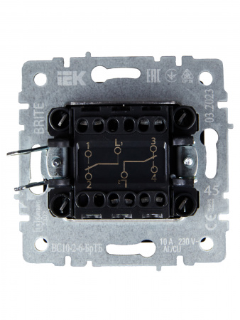 BRITE Выключатель двухклавишный проходной 10А ВС10-2-6-БрТБ темная бронза IEK BR-V22-0-10-K45