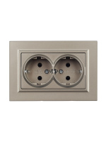 BRITE Розетка двойная с заземлением без защитных шторок 16А в сборе РС12-3-БрШ шампань IEK BR-R21-16-K37-F