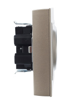 BRITE Розетка двойная с заземлением без защитных шторок 16А в сборе РС12-3-БрШ шампань IEK BR-R21-16-K37-F