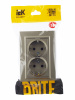 BRITE Розетка двойная с заземлением без защитных шторок 16А в сборе РС12-3-БрШ шампань IEK BR-R21-16-K37-F