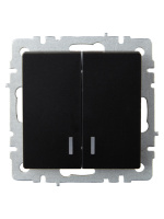 BRITE Выключатель двухклавишный с индикацией 10А ВС10-2-1-БрЧ черный IEK BR-V20-1-10-K02