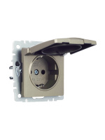 BRITE Розетка с заземлением с защитными шторками и крышкой 16А IP20 РСбш10-3-БрШ шампань IEK BR-R16-16-K37