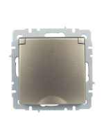 BRITE Розетка с заземлением с защитными шторками и крышкой 16А IP20 РСбш10-3-БрШ шампань IEK BR-R16-16-K37