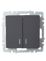 BRITE Выключатель двухклавишный с индикацией 10А ВС10-2-1-БрГ графит IEK BR-V20-1-10-K53