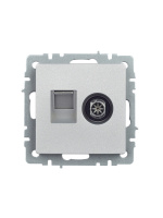 BRITE Розетка двойная TV+RJ45 кат.5E РТВ/РК12-БрА алюминий IEK BR-AK20-1-K47