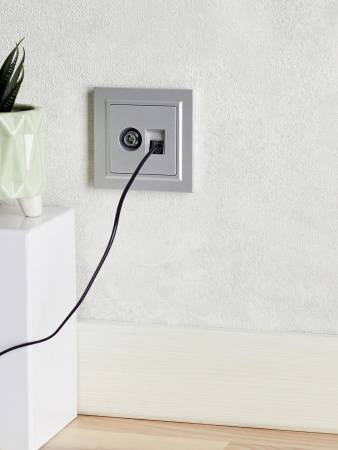 BRITE Розетка двойная TV+RJ45 кат.5E РТВ/РК12-БрА алюминий IEK BR-AK20-1-K47