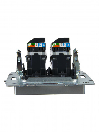 BRITE Розетка компьютерная двойная RJ45 кат.5E РК10-2-БрА алюминий IEK BR-K20-1-K47