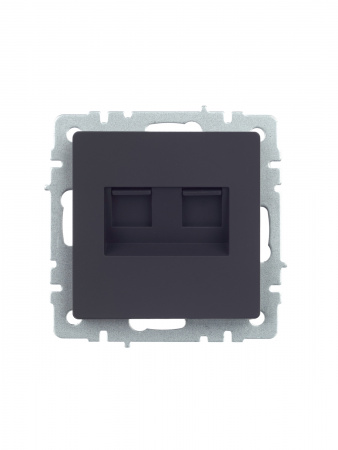 BR-K20-1-K53 BRITE Розетка компьютерная двойная RJ45 кат.5E РК10-2-БрГ графит IEK 