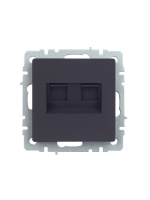 BRITE Розетка компьютерная двойная RJ45 кат.5E РК10-2-БрГ графит IEK BR-K20-1-K53