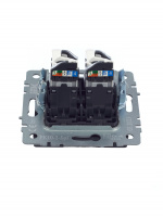 BRITE Розетка компьютерная двойная RJ45 кат.5E РК10-2-БрГ графит IEK BR-K20-1-K53