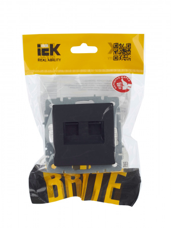 BRITE Розетка компьютерная двойная RJ45 кат.5E РК10-2-БрГ графит IEK BR-K20-1-K53