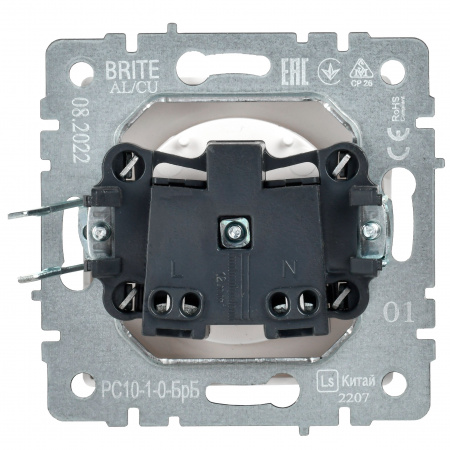 BRITE Розетка без заземления без защитных шторок 10А РС10-1-0-БрБ белый IEK BR-R10-10-K01