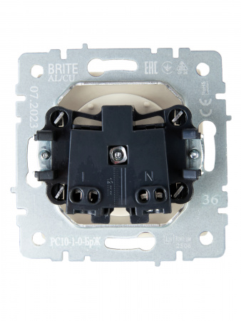 BRITE Розетка без заземления без защитных шторок 10А РС10-1-0-БрЖ жемчуг IEK BR-R10-10-K36