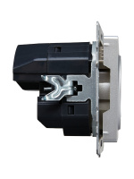 BRITE Розетка с заземлением с защитными шторками 16А с USB A+A 2.1А РЮш10-1-БрА алюминий IEK BR-R14-16-U21-D21-K47