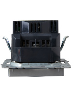 BRITE Розетка с заземлением с защитными шторками 16А с USB A+A 2.1А РЮш10-1-БрА алюминий IEK BR-R14-16-U21-D21-K47