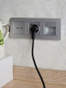 BRITE Розетка с заземлением с защитными шторками 16А с USB A+A 2.1А РЮш10-1-БрА алюминий IEK BR-R14-16-U21-D21-K47