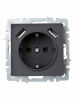 BRITE Розетка 1 пост с заземлением с защитными шторками 16А с USB A+A 5В 3.1А РЮш10-2-БрГ графит IEK BR-R14-16-U21-D31-K53