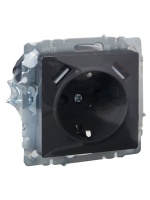 BRITE Розетка 1 пост с заземлением с защитными шторками 16А с USB A+A 5В 3.1А РЮш10-2-БрГ графит IEK BR-R14-16-U21-D31-K53