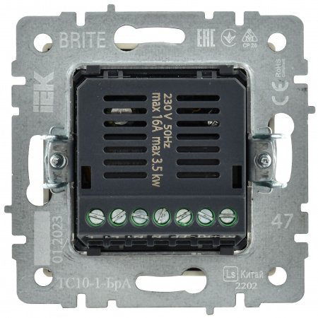 BRITE Термостат электронный с индикацией ТС10-1-БрА алюминий IEK BR-RT11-K47