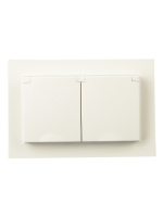 BRITE Розетка двойная с заземлением с защитными шторками и крышкой 16А в сборе IP44 РСбш12-3-44-БрКр бежевый IEK BR-R26-16-44-K10-F