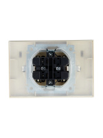 BRITE Розетка двойная с заземлением с защитными шторками и крышкой 16А в сборе IP44 РСбш12-3-44-БрКр бежевый IEK BR-R26-16-44-K10-F