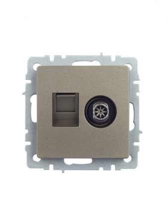 BRITE Розетка двойная TV+RJ45 кат.5E РТВ/РК12-БрШ шампань IEK BR-AK20-1-K37