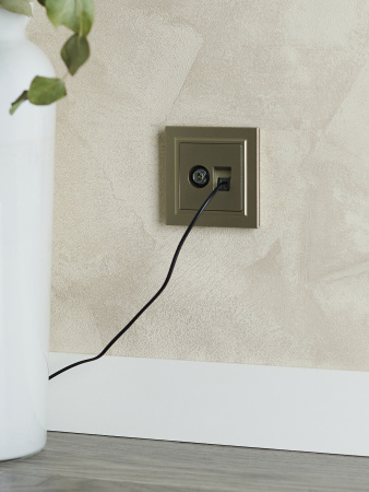 BRITE Розетка двойная TV+RJ45 кат.5E РТВ/РК12-БрШ шампань IEK BR-AK20-1-K37