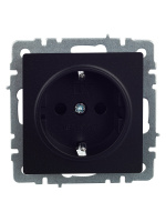 BRITE Розетка с заземлением с защитными шторками 16А РС14-1-0-БрЧ черный IEK BR-R14-16-K02