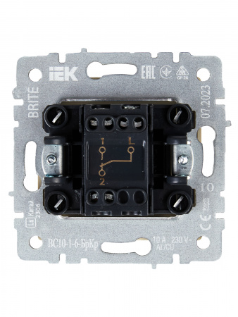 BRITE Выключатель одноклавишный проходной 10А ВС10-1-6-БрКр бежевый IEK BR-V12-0-10-K10