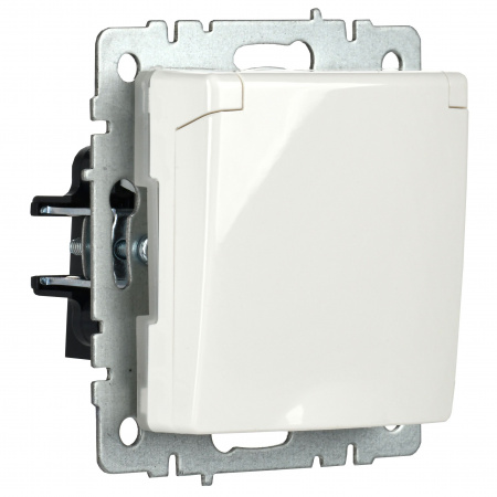 BRITE Розетка с заземлением с защитными шторками и крышкой 16А IP44 РСбш10-3-44-БрБ белый IEK BR-R16-16-44-K01
