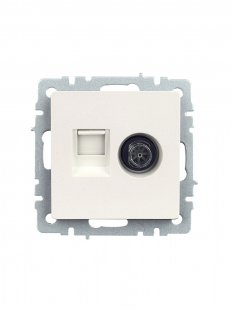 BRITE Розетка двойная TV+RJ45 кат.5E РТВ/РК12-БрЖ жемчуг IEK BR-AK20-1-K36