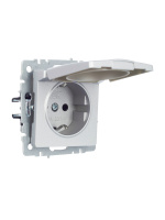 BRITE Розетка с заземлением с защитными шторками и крышкой 16А IP20 РСбш10-3-БрА алюминий IEK BR-R16-16-K47
