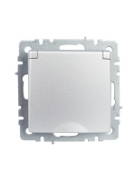 BRITE Розетка с заземлением с защитными шторками и крышкой 16А IP20 РСбш10-3-БрА алюминий IEK BR-R16-16-K47