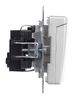 BRITE Розетка с заземлением с защитными шторками и крышкой 16А IP20 РСбш10-3-БрА алюминий IEK BR-R16-16-K47