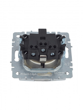 BRITE Розетка с заземлением с защитными шторками и крышкой 16А IP20 РСбш10-3-БрА алюминий IEK BR-R16-16-K47