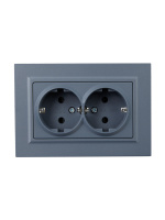 BRITE Розетка двойная с заземлением с защитными шторками 16А в сборе РСш12-3-БрМ маренго IEK BR-R24-16-K35-F