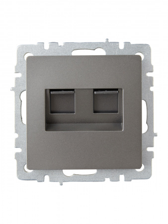 BRITE Розетка двойная RJ11+RJ45 кат.5E РК/Т12-БрС сталь IEK BR-KT20-O-1-K46