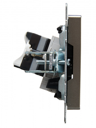 BRITE Розетка двойная RJ11+RJ45 кат.5E РК/Т12-БрС сталь IEK BR-KT20-O-1-K46