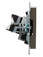 BRITE Розетка двойная RJ11+RJ45 кат.5E РК/Т12-БрС сталь IEK BR-KT20-O-1-K46