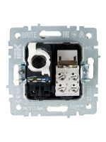 BRITE Розетка двойная RJ11+RJ45 кат.5E РК/Т12-БрС сталь IEK BR-KT20-O-1-K46