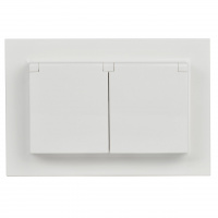 BRITE Розетка двойная с заземлением с защитными шторками и крышкой 16А в сборе IP44 РСбш12-3-44-БрБ белый IEK BR-R26-16-44-K01-F