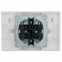 BRITE Розетка двойная с заземлением с защитными шторками и крышкой 16А в сборе IP44 РСбш12-3-44-БрБ белый IEK BR-R26-16-44-K01-F