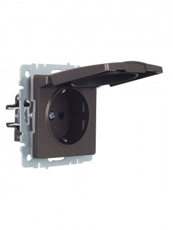 BR-R16-16-44-K45 BRITE Розетка с заземлением с защитными шторками и крышкой 16А IP44 РСбш10-3-44-БрТБ темная бронза IEK 
