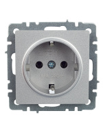 BRITE Розетка с заземлением без защитных шторок 16А РС11-1-0-БрА алюминий IEK BR-R11-16-K47